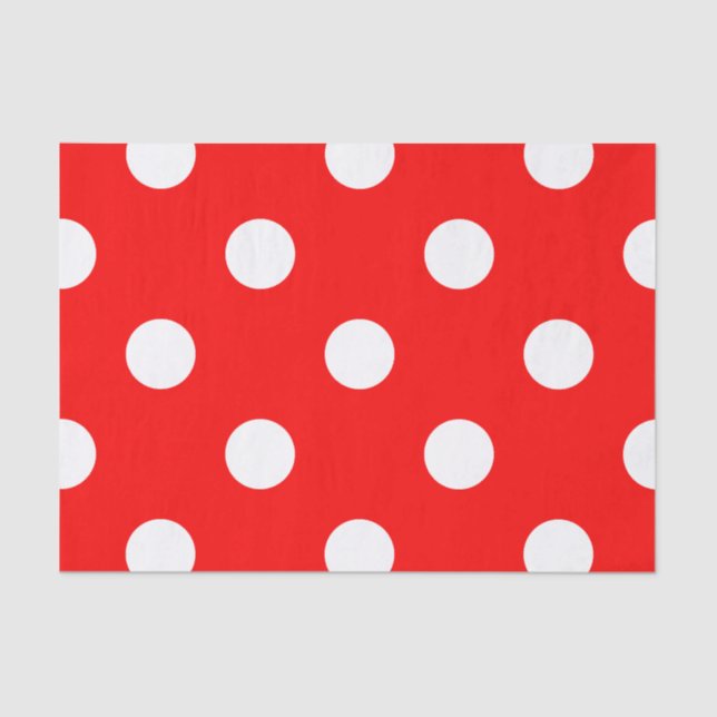 Large Polka Dots - White on Red Tissue Paper (Front)