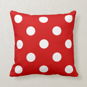 Large Polka Dots - White on Rosso Corsa Cushion