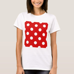 Large Polka Dots - White on Rosso Corsa T-Shirt