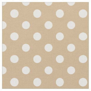 Large Polka Dots - White on Tan Fabric
