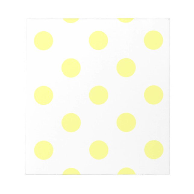 Large Polka Dots - Yellow on White Notepad (Front)