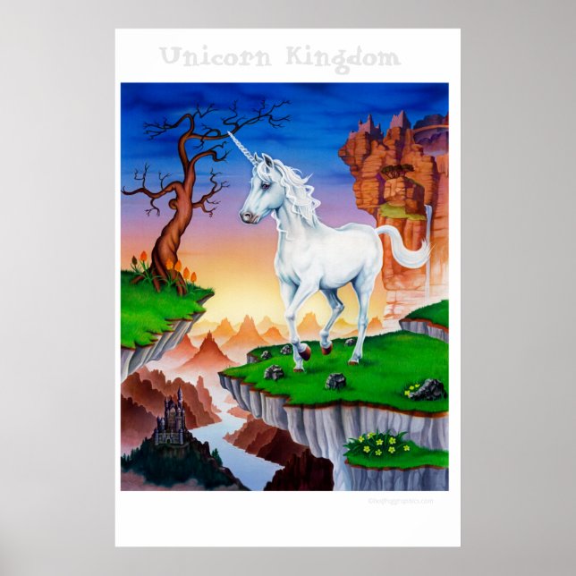 Large poster fantasy art magical Unicorn Kingdom (Front)