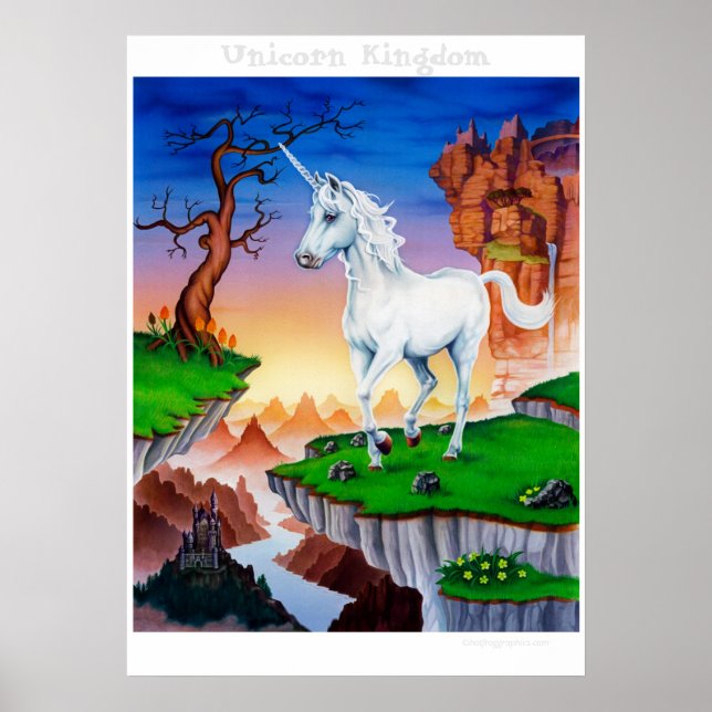 Large poster fantasy art magical Unicorn Kingdom (Front)