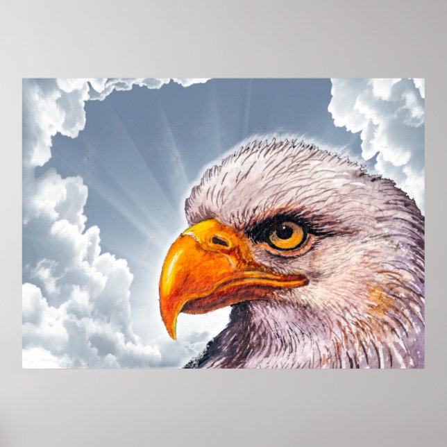 Large Powerful Bald Eagle Poster Hope for America (Front)