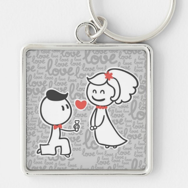 Large Premium Square Keychain/Couple Key Ring (Front)