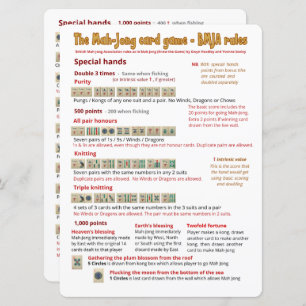 Large Print Card Game rules – Special hands