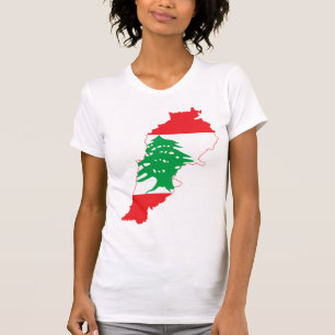 LARGE PRINT Lebanon Flag Map T-Shirt