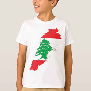 LARGE PRINT Lebanon Flag Map T-Shirt