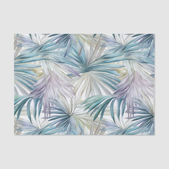 Large Print Pastel Palm Leaf Patterned Tissue Paper (Front)