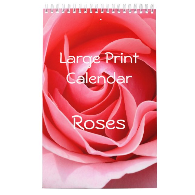 Large Print Small Calendar Roses Single Page (Cover)