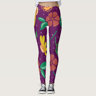 Large Print Springy Floral on Fuchsia Leggings
