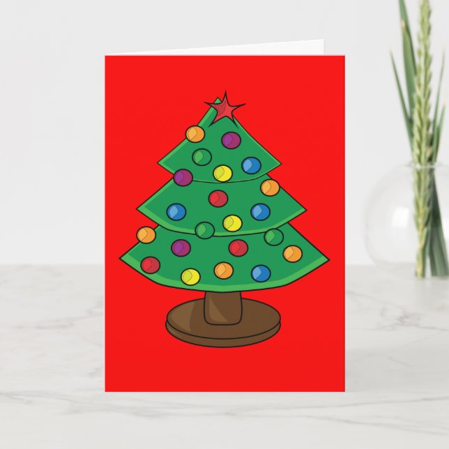 Large Print Three Tier Christmas Tree Holiday Card (Front)
