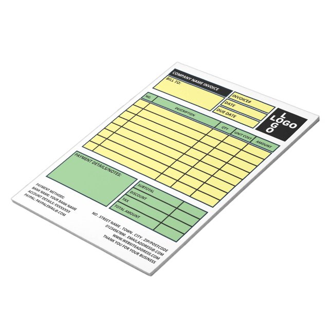 Large Pro-Logo Business Invoice/Quotation Notepad (Angled)