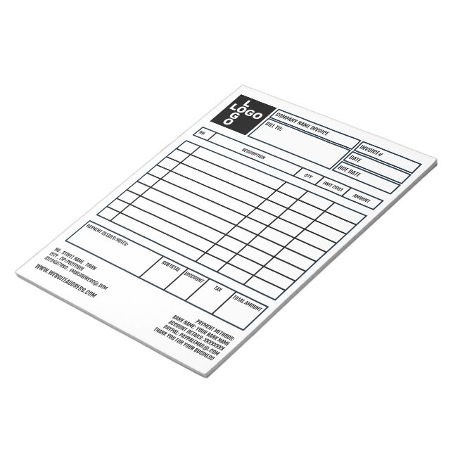 Large Pro-Logo Company Invoice/Quotation Notepad (Angled)
