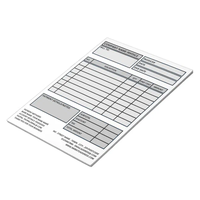Large Professional Business Invoice/Quotation Notepad | Zazzle