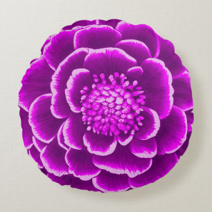 Large Purple Dahlia Flower Round Cushion