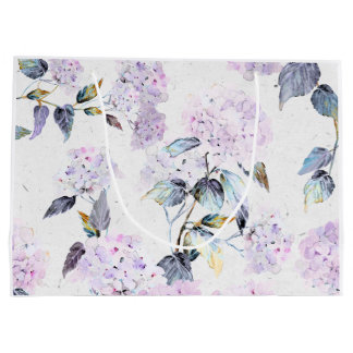 Large Purple Hydrangea Watercolor Flower Gift Bag