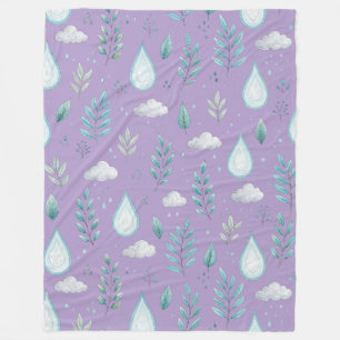 Large Purple Rain Cloud Fleece Blanket