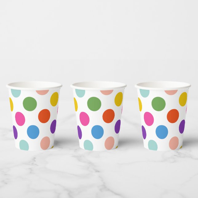 Large Rainbow Polka Dot Pattern Paper Cups (Multi)