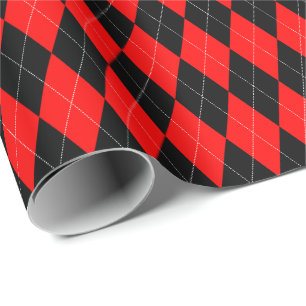 Large Red and Black Argyle Wrapping Paper