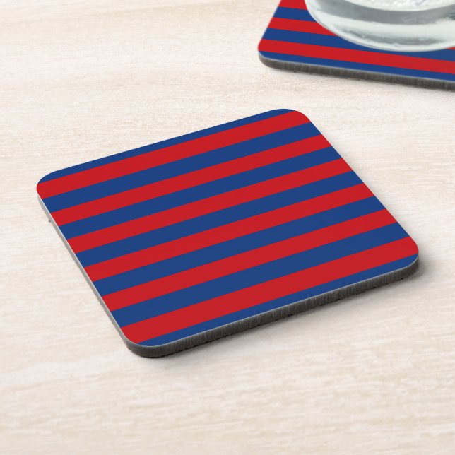 Large Red and Blue Horizontal Stripes Coaster (Left Side)