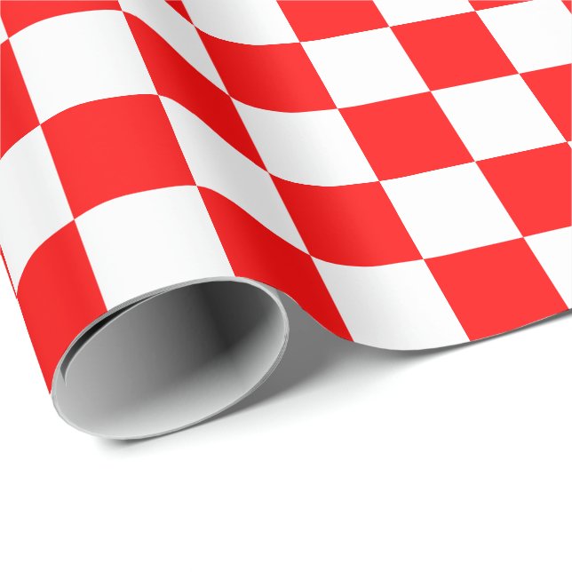 Large Red and White Checks Wrapping Paper (Roll Corner)