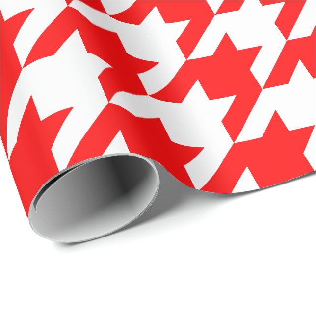 Large Red and White Houndstooth Wrapping Paper (Roll Corner)