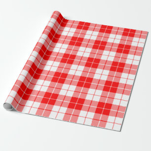 Large Red and White Plaid Pattern Wrapping Paper