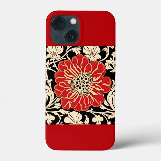 Large Red Art Nouveau Flower  Case-Mate iPhone Case (Back)