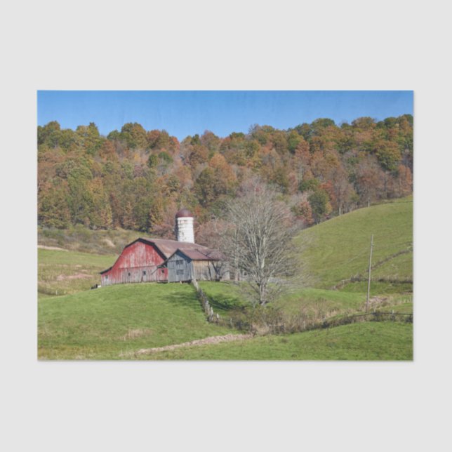 Large Red Barn with a Smaller Grey Barn Friend Tissue Paper (Front)