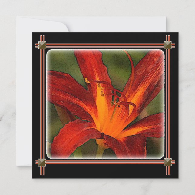 large red day lily graphic impact invitation (Front)