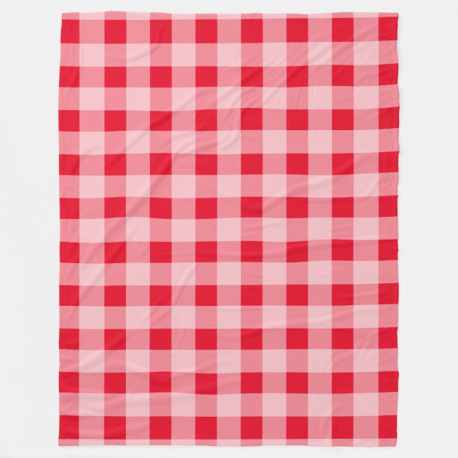 Large red gingham pattern fleece picnic blankets (Front)
