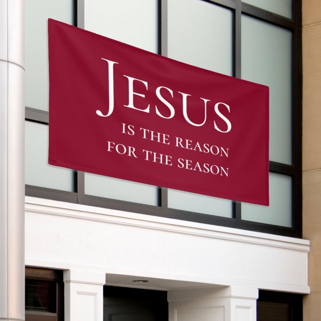 Large Red Jesus is the reason for Christmas Sign (Large dark red custom Christmas banner. Jesus is the reason for the season. Christian church sign.
)