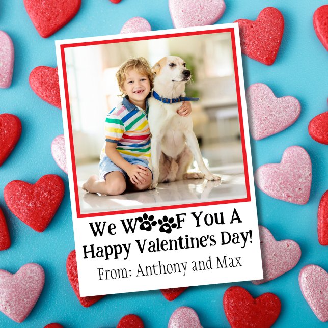 Large Red Kids Dog Photo Classroom Valentine's Day Holiday Card (Creator Uploaded)