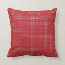 Large Red Plaid Christmas Pillow