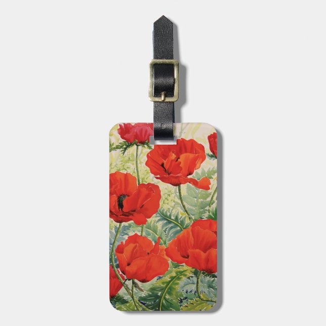 Large Red Poppies Luggage Tag (Front Vertical)