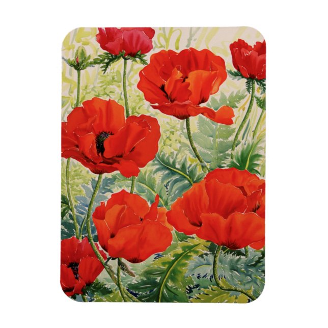 Large Red Poppies Magnet (Vertical)