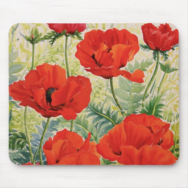 Large Red Poppies Mouse Pad (Front)