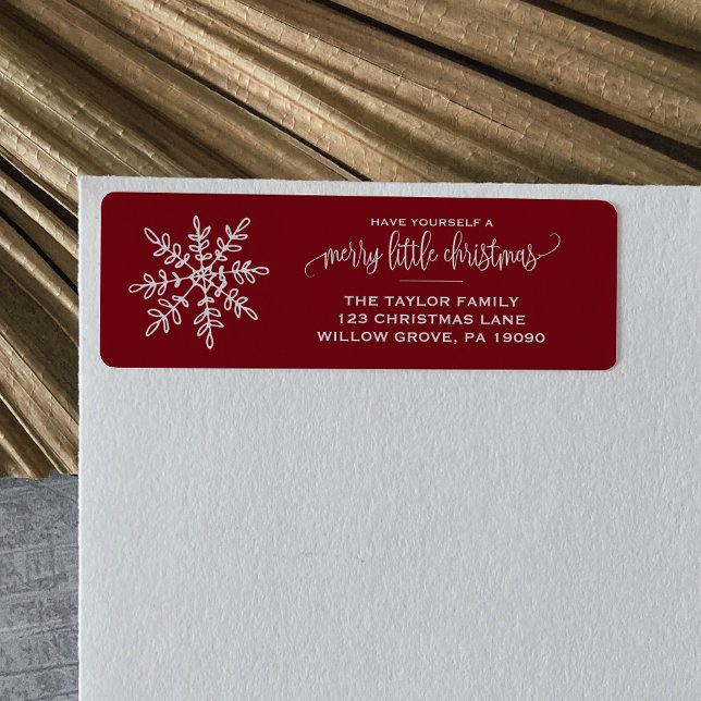 Large Red Snowflake Christmas Return Address Label (Creator Uploaded)