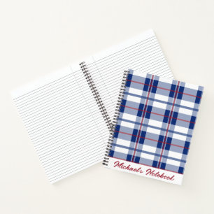 Large, Red, White & Blue Plaid Notebook