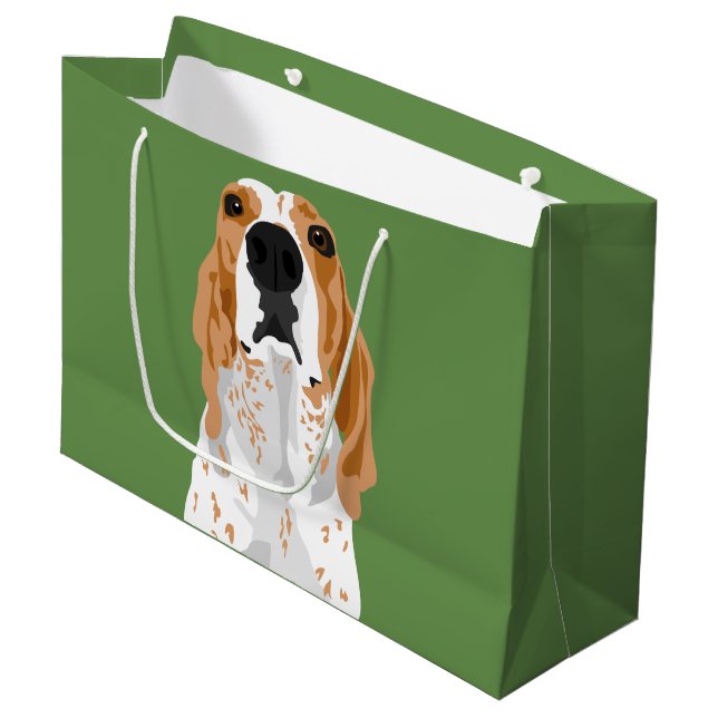 Large Redtick Coonhound head gift bag (Front Angled)