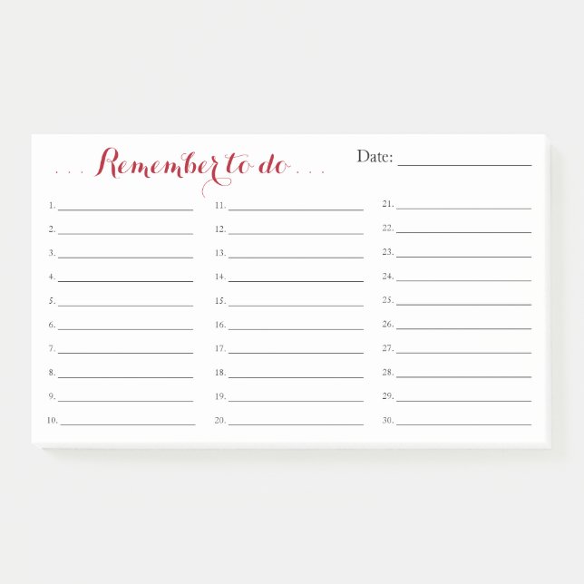 Large Remember To Do List Organiser with Date Post-it Notes (Front)