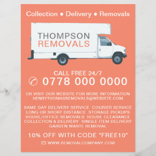 Large Removal Van, Removal Company Advertising Flyer