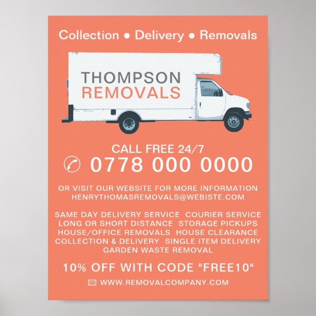 Large Removal Van, Removal Company Advertising Poster (Front)