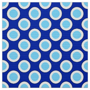 Large Retro circled dots, cobalt blue and white Fabric