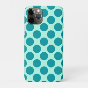 Large retro dots - aqua and turquoise iPhone 11 pro case