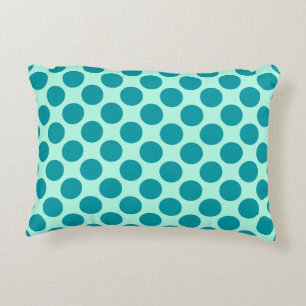 Large retro dots - aqua and turquoise decorative cushion