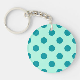 Large retro dots - aqua and turquoise key ring