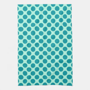 Large retro dots - aqua and turquoise tea towel