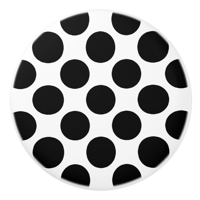 Large retro dots - black and white ceramic knob (Front)